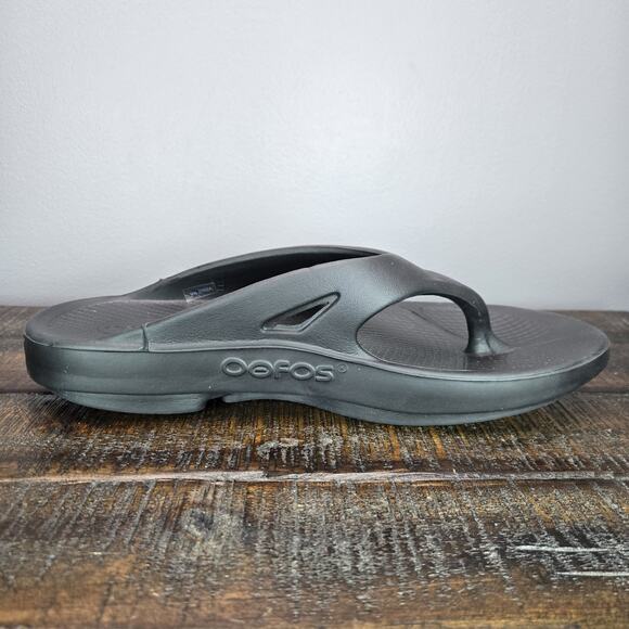Oofos Ooriginal Mens Size 11 Recovery Slip-On Flip Flops Beach Sandals Black - Picture 8 of 11